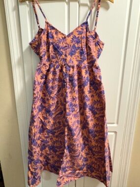 Universal Thread Orange Floral Sundress with Purple Print